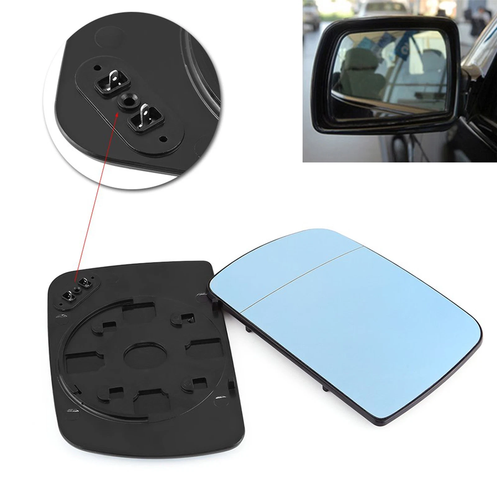 Left Driver Side Wing Mirror Glass Wide Heated For BMW X5 E53 1999-2006 Blue
